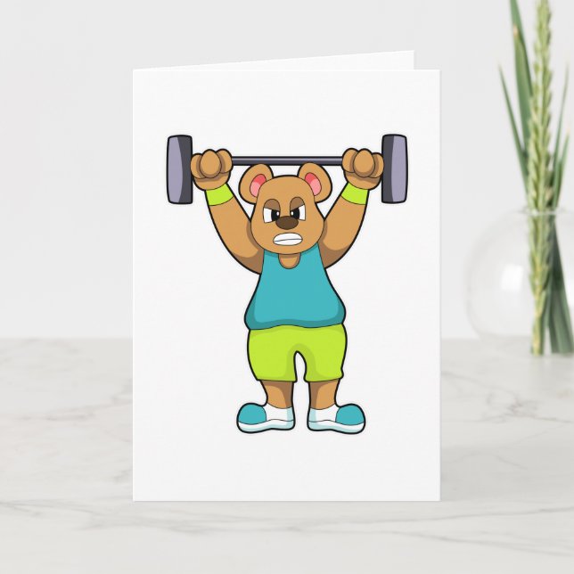 Carte Ours à la musculation avec haltère (Devant)