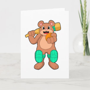 Carte Ours au cricket avec chauve-souris de cricket