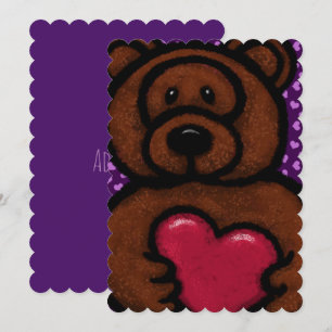 Carte Ours Brown Fuzzy tenant coeur Valentine