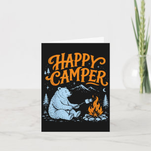 Carte Ours campeur heureux design de grillade de marshma