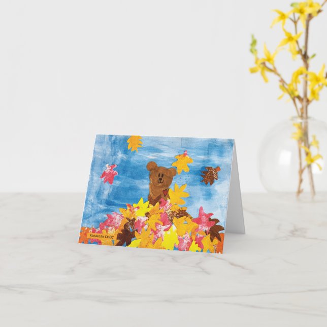 Carte Ours Choco Automne - Art pour enfants pour le choi (Fleur jaune)
