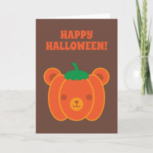 Carte Ours Citrouille de Kawaii Halloween