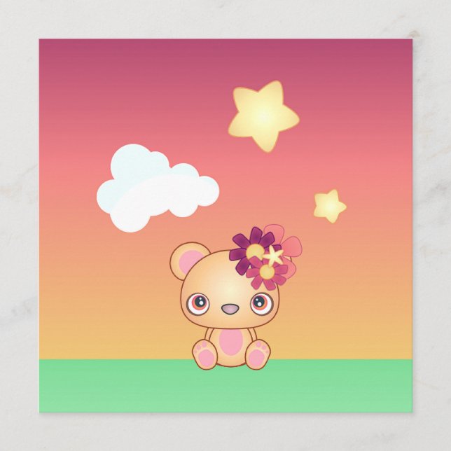 Carte Ours de Kawaii (Devant)