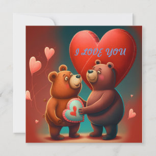 Carte Ours de la Saint-Valentin en dessin animé