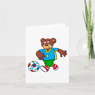 Carte Ours de soccer jouant au football en tenue sportiv