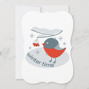 Carte Ours d'hiver et baies de raies rouges