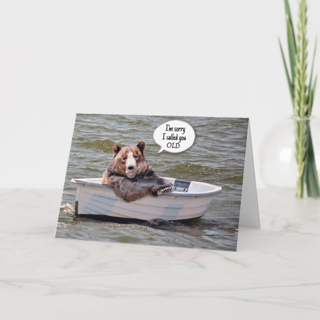 Carte Ours En Bateau Anniversaire Humour (Devant)