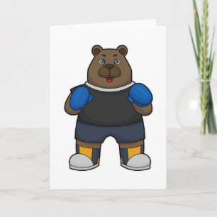 Carte Ours en boxeur avec gants de boxe