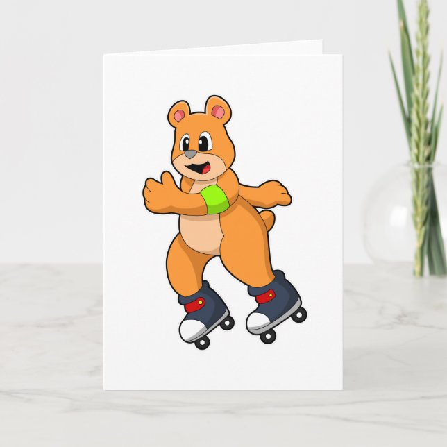 Carte Ours en patineur avec des skates en ligne (Devant)