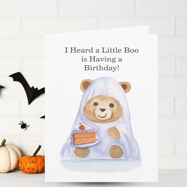 Carte Ours en peluche aquarelle avec gâteau d'Halloween (Créateur téléchargé)