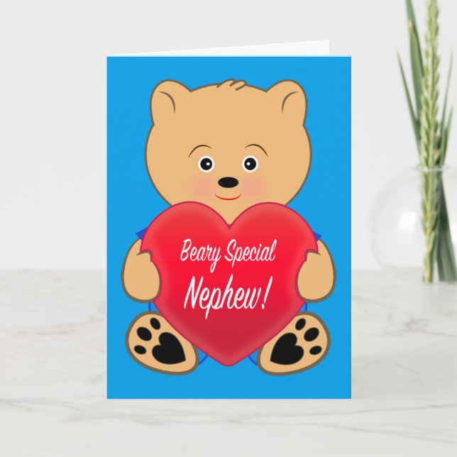 Carte Ours en peluche avec coeur Anniversaire népalais (Devant)