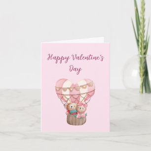 Carte Ours en peluche de la Saint-Valentin rose montgolf