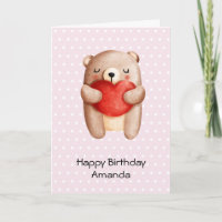 Ours en peluche mignon portant un coeur rouge Anni