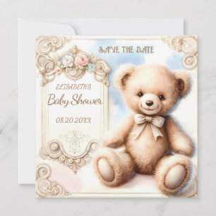 Carte Ours en peluche mignon, sauver la date