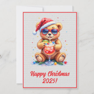 Carte Ours en peluche numérique personnalisé de Noël Coc