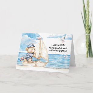 Carte Ours en peluche personnalisé "Rétablis-toi vite" V