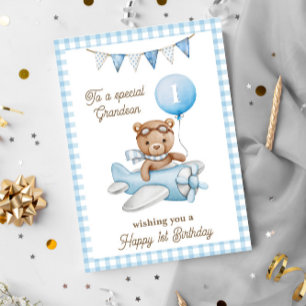 Carte Ours en peluche pour le premier anniversaire de mo
