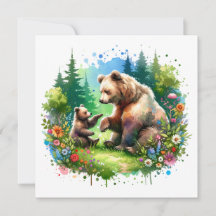 Ours et cubes d'aquarelle