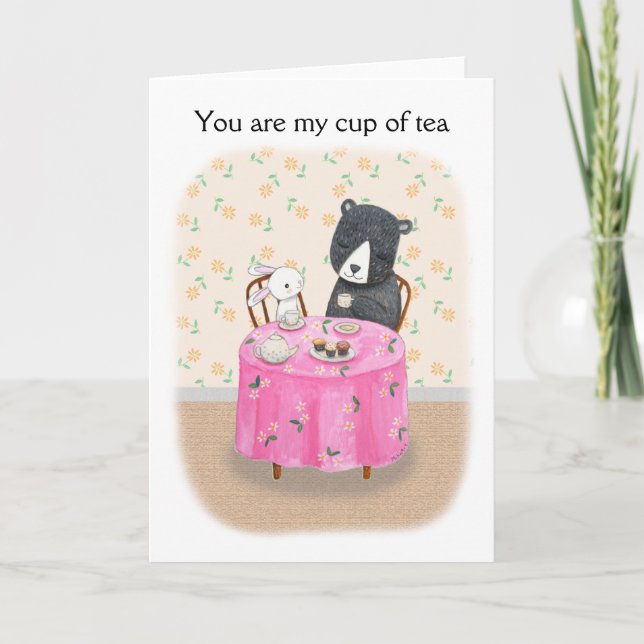 Carte Ours et lapin mignonne Je t'aime Saint Valentin (Devant)
