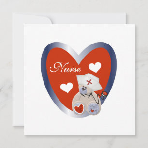 Carte Ours-infirmière avec T-shirts et cadeaux de coeur