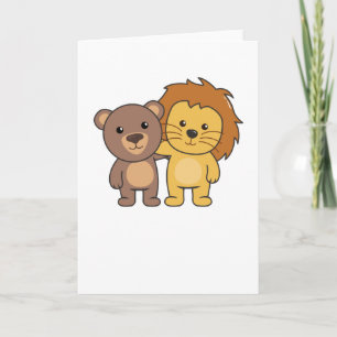 Carte Ours Lion Zoo Animaux mignons Enfants