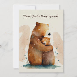 Carte Ours maman aquarelle fête des mères