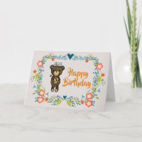 Ours mignon, Fleur Jaune & Fleur Florale Fer Anniv