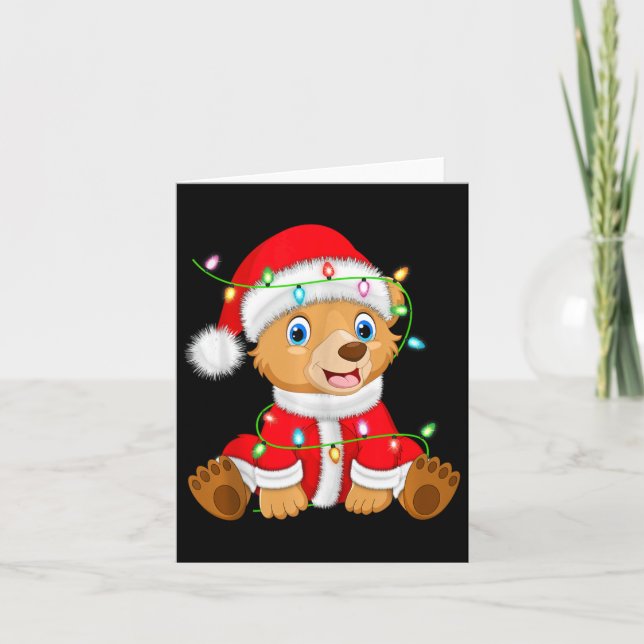 Carte Ours Noël Éclairage Père Noël Costume Ours Noël (Devant)