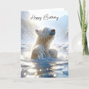Carte Ours Polaire Anniversaire Dans L'Eau Arctique
