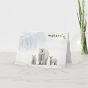 Carte Ours Polaire Avec Cubs Pour La Fête Des Mères