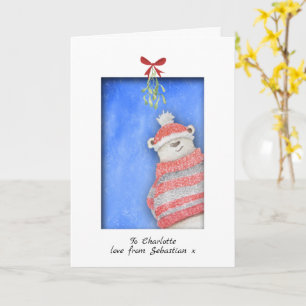Carte Ours Polaire Avec Mistletoe Noël