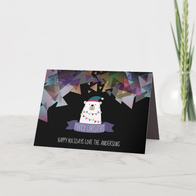 Carte Ours polaire de Noël en polygone Personnalisé (Devant)