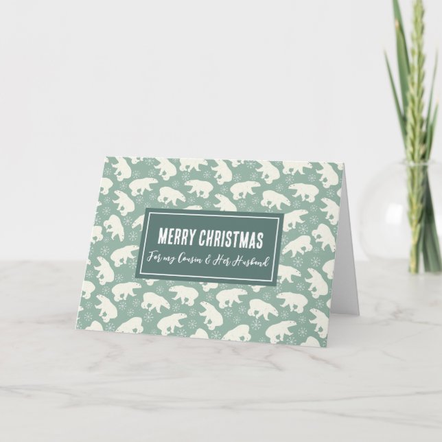 Carte Ours polaires Cousin et son mari Joyeux Noël (Devant)