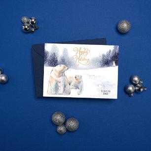 Carte Ours polaires d'hiver Joyeuses vacances Photo