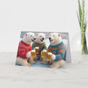 Carte Ours polaires festifs portant des pulls de Noël la