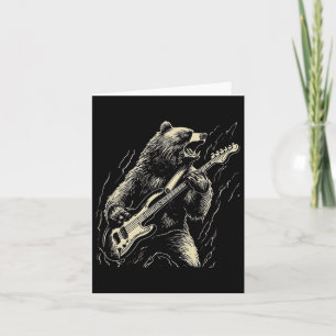 Carte Ours Rétro Jouer Basse Guitare Ours Guitariste Mus