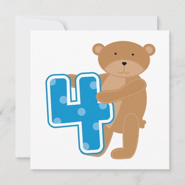 Carte Ours T-shirts et cadeaux pour le 4e anniversaire (Devant)