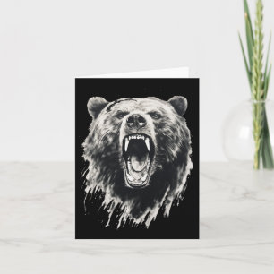 Carte Ours Vintage Angry Grizzly Oear Randonnée Camping 