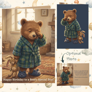 Carte Ourson en peluche garçon 1er anniversaire