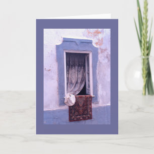 CARTE "OUVRIR LA FENÊTRE, RIDEAU DE LACE, AIRING DE MOQU