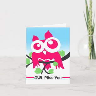 Carte Owl Miss You Cute Rose Owl Goodbye