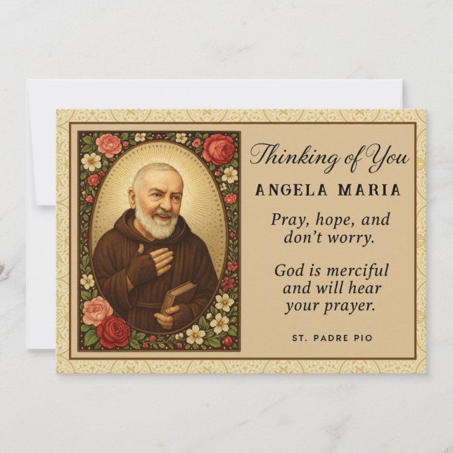 Carte Padre Pio S'inquiéter Penser à vous Encouragement (Devant)