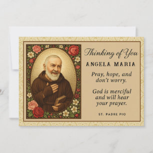 Carte Padre Pio S'inquiéter Penser à vous Encouragement