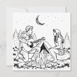 Carte Page Coloration romantique   Camping en couple