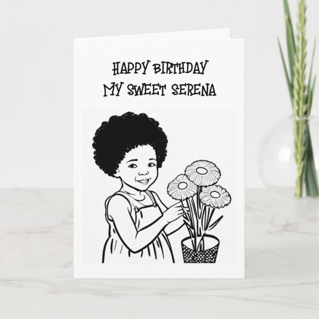 Carte Page Couleur | Anniversaire de la fille personnali (Devant)