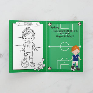 Carte Page Couleur de soccer Ginger Boys Joyeux annivers