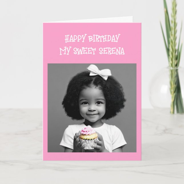 Carte Page Couleur | Petite fille avec cupcake (Devant)