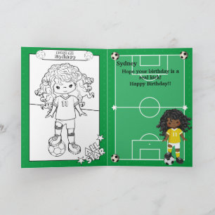 Carte Page de coloriage de football pour filles joyeux a
