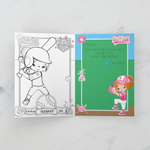 Carte Page de coloriage de softball Ginger Girls Joyeux 