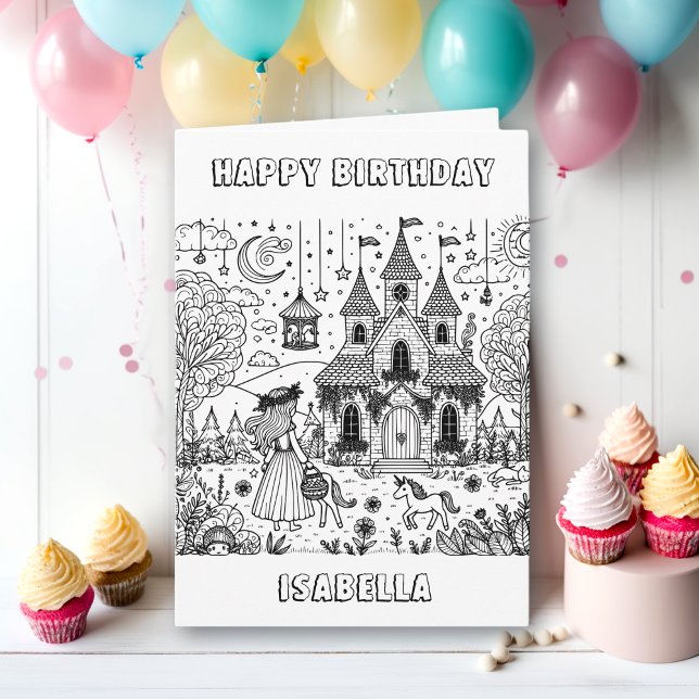 Carte Page de coloriage Fairytale Anniversaire (Créateur téléchargé)